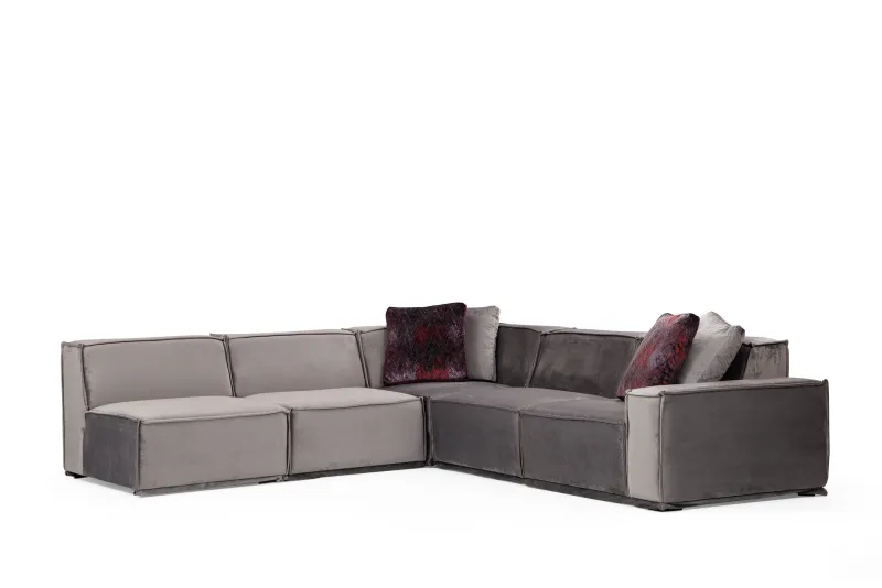 NORDVÄRK Lego hjørnesofa 5 (O1-O1-C-O1-1R) - grå polyester