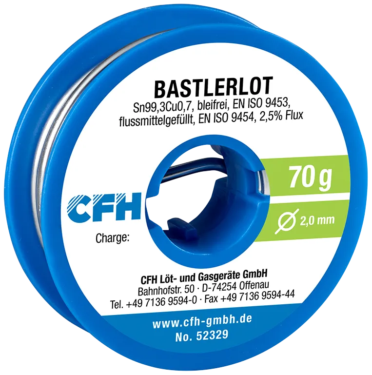 Loddetin CFH BL329 Sn99,3Cu0,7 blyfri ø2,0mm 70g