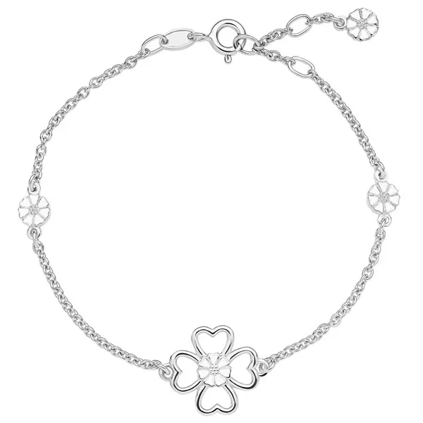 LUND Marguerit armbånd i Sterling Sølv med Kløvermotiv