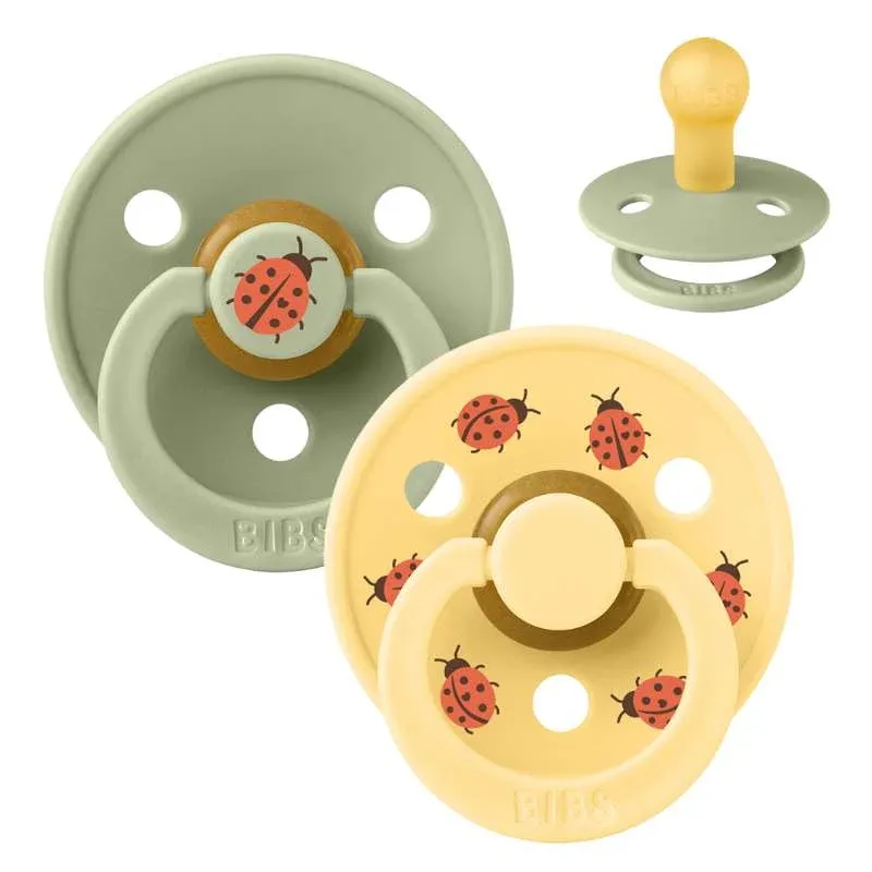 BIBS Rund Colour Sut - 2-Pak - Str. 1 - Naturgummi - Ladybug Studio - Sage Mix