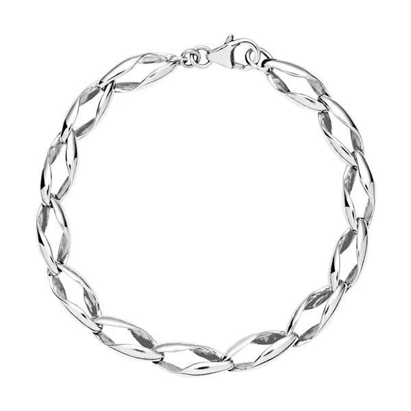 Armbånd i Sølv med snoede og ovale Led - 18,5 cm