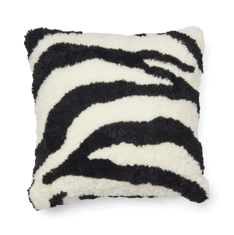 Zebra Lammeskindspude | Korthåret | New Zealand | Dobbeltsidet | 60x60 cm