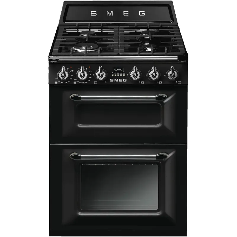 Smeg TR62BL 60 cm Victoria Gaskomfur med 2 Ovne, sort
