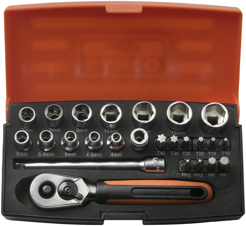 Topnøglesæt mm 1/4" firk. display