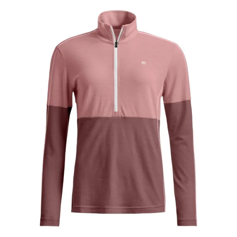 Ortovox 185 Rock'n'Wool Zip Neck, dame, lyserød