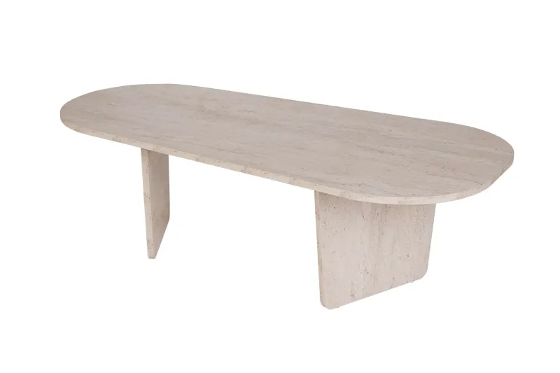 NORDVÄRK Ovalis sofabord, rektangulær - travertin melamin (130x65)