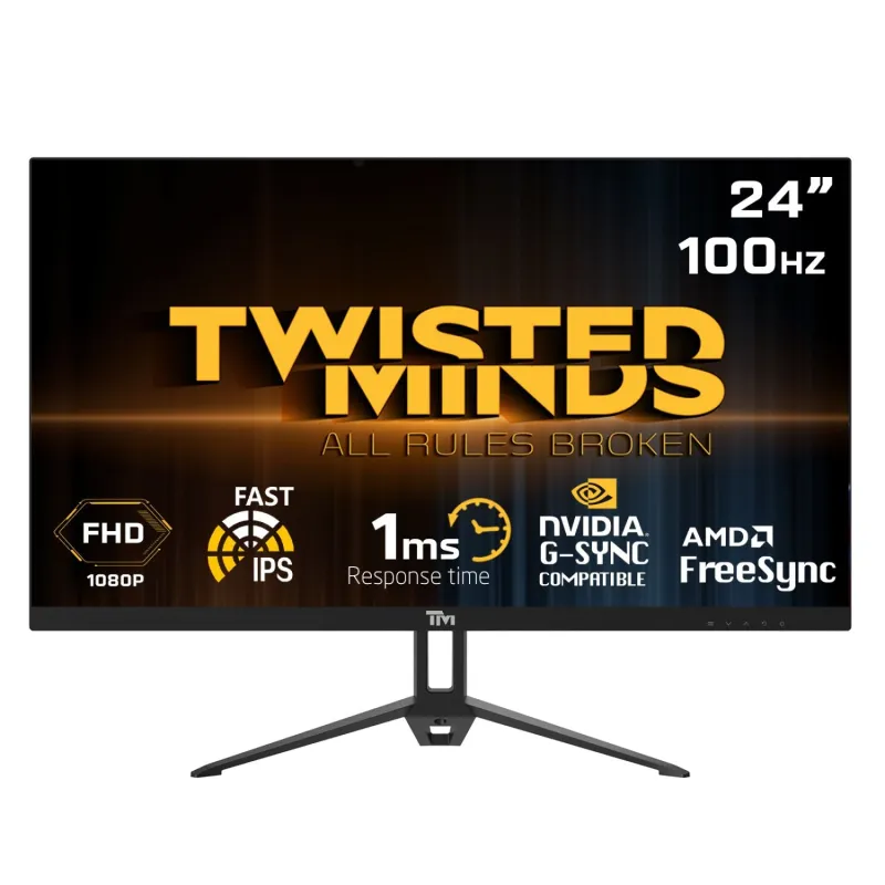 TWISTED MINDS FLAT GAMING MONITOR 24" FHD - 100HZ Skærm - GEEKD.dk