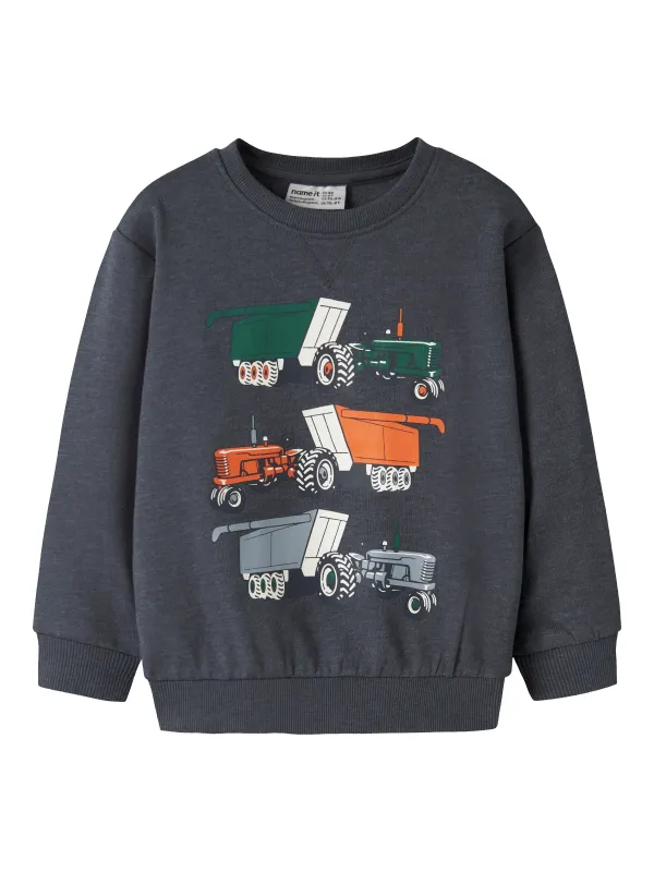 Name It Vimo - LS NREG AOP Sweat BRU - Ombre Blue / Tractors - 86 cm