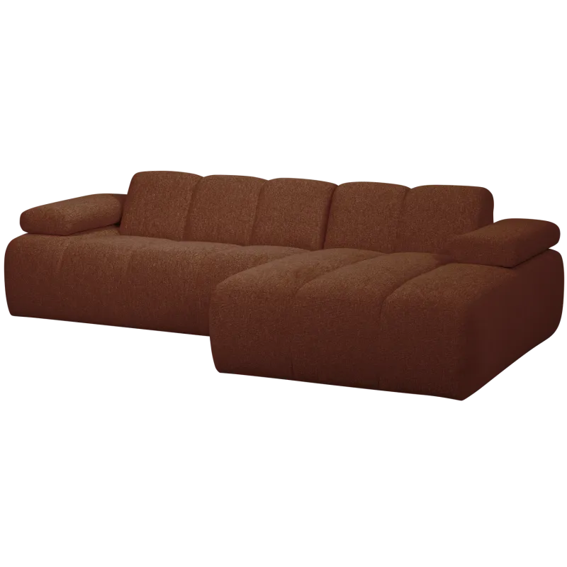 WOOOD Mojo sofa, m. højre chaiselong - rustbrun melange bouclé stof