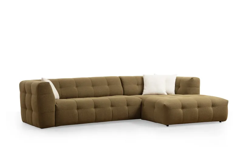 NORDVÄRK Cady 3 pers. højre hjørnesofa - khaki polyester