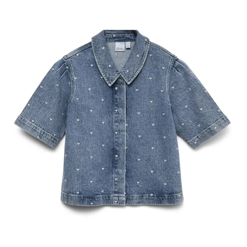 VERO MODA dame skjorte VMDIONNE - Medium Blue Denim HEART