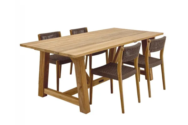 Hercules Tonka Teak havemøbelsæt m/4 stole - 100x200 cm