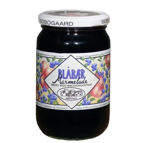 Blåbærmarmelade sødet m æble Øko. -  390 gram