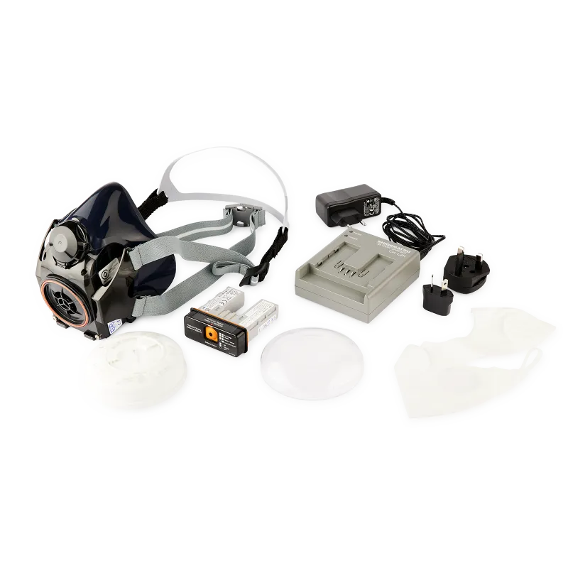 Halvmaske STS Synchro 11 med motor, inkl boks, lader, batteri og P3 filter