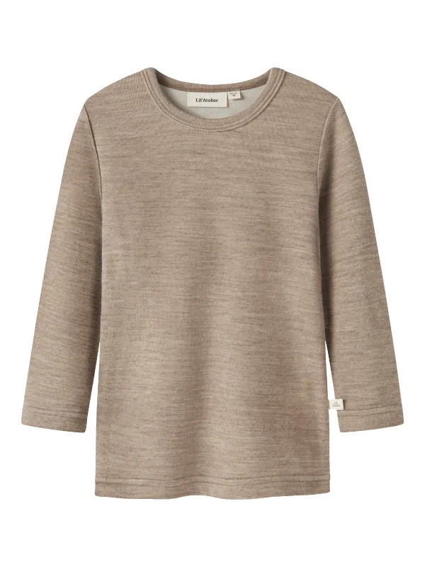 Lil Atelier Nilo - Wool LS Slim Top - Sepia Tint - 92 cm