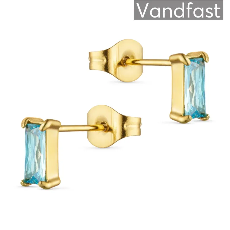 ANNEBRAUNER Empress 3x6mm Øreringe Aquamarine 18K Guldbelagt