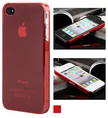 iPhone 4 & 4S cover i mat gennemsigtig plastik. Rød.