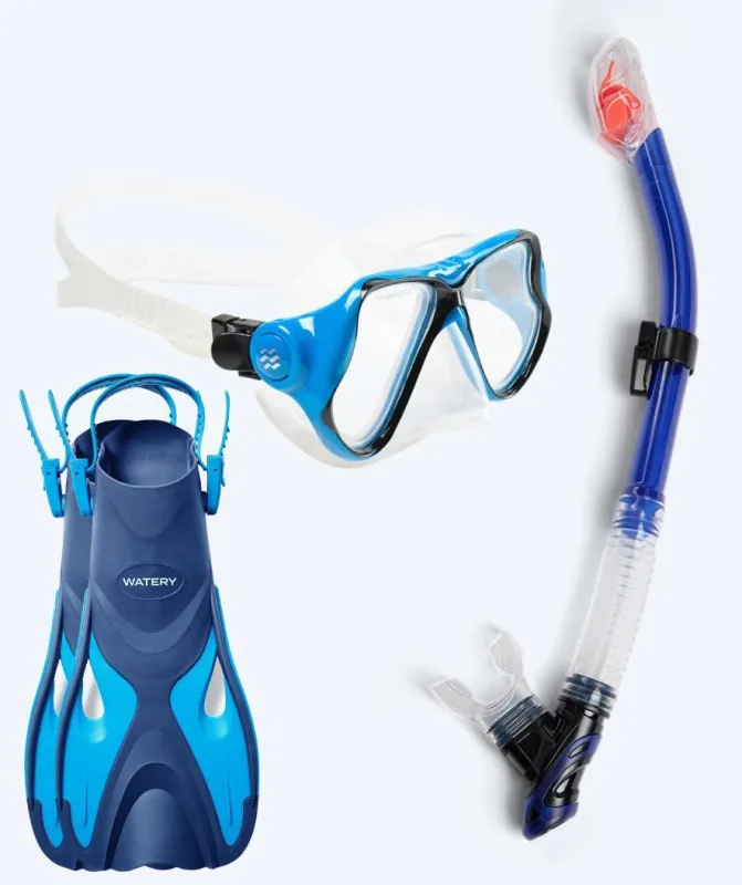 Watery snorkelsæt til voksne - Fisher/Hudson - Blå/blå - Snorkelsæt til voksne (+16 år)