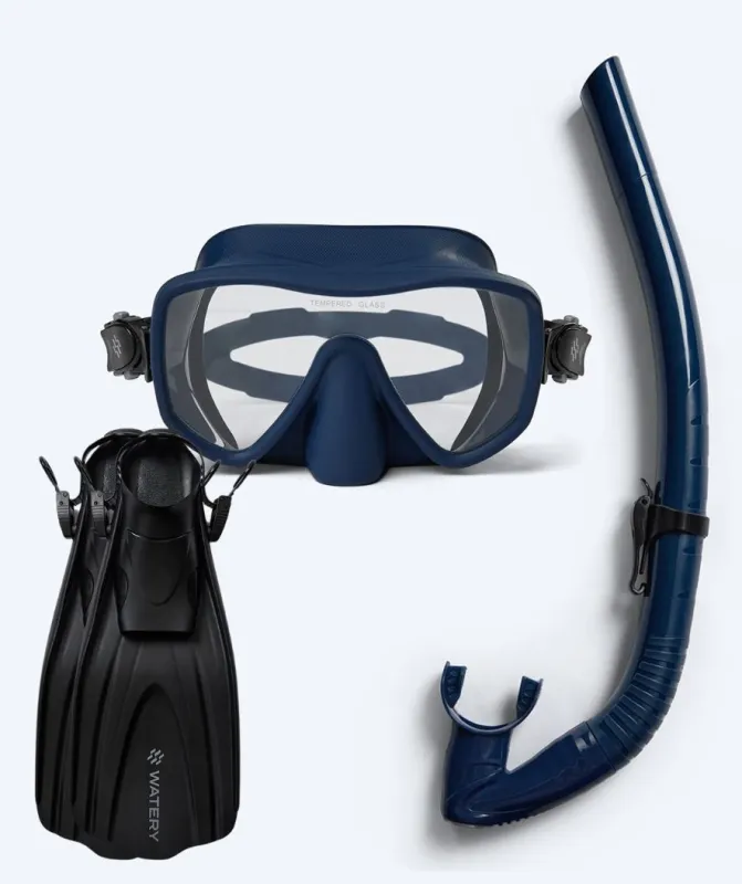 Watery snorkelsæt til voksne (fra 15 år) - Coast/Skipper - Mørkeblå/sort - Snorkelsæt til voksne (+16 år)
