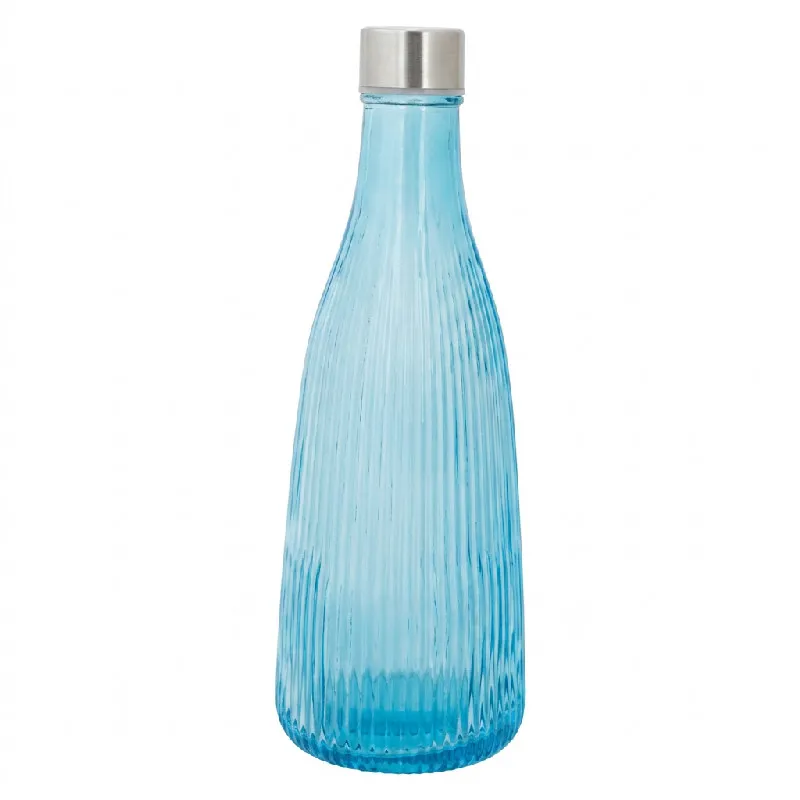 Vandflaske Med Låg Glas 1l Blå H28cm