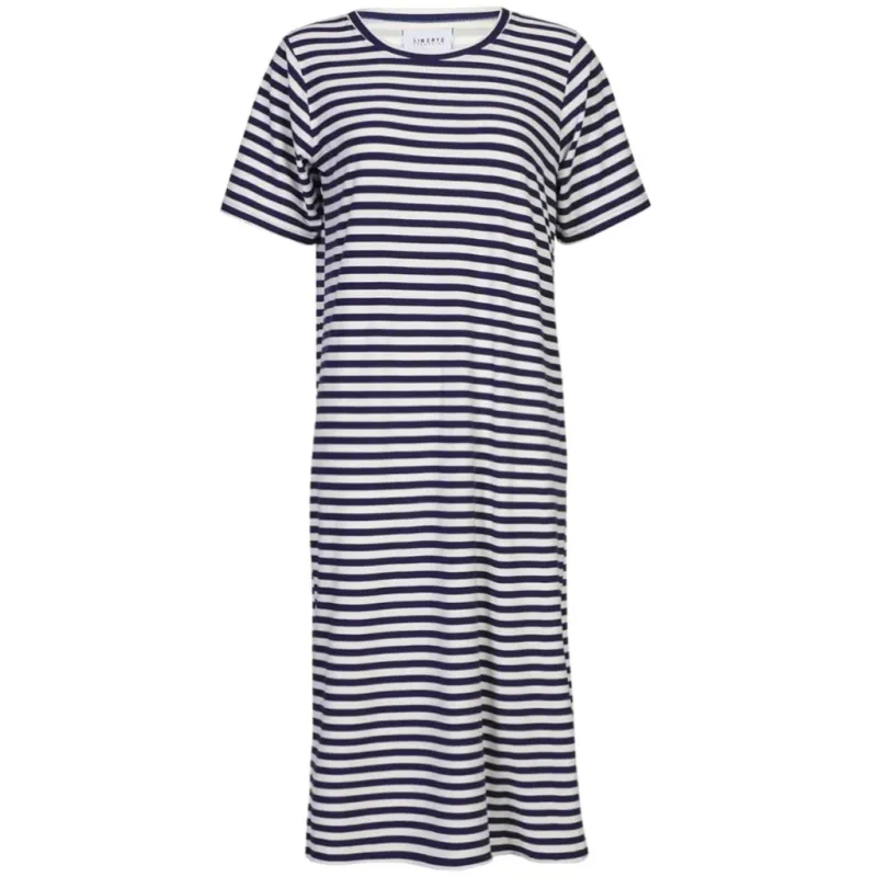 Liberte dame kjole Alma 9562. - BLUE CREME STRIPE