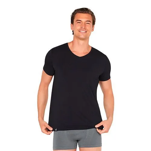 T-shirt Herre V-hals sort str. XL