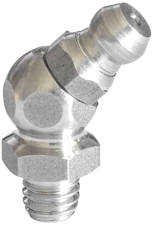 Smørenippel H2 45°, rustfri, M6×1,0