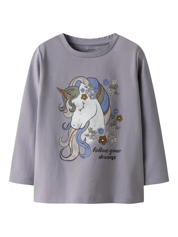 Name It Tulinea LS Top - Lavender Gray - 92 cm