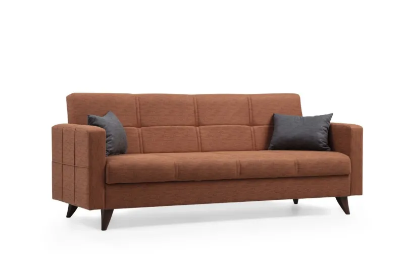 NORDVÄRK Polya 3 pers. sovesofa - fliserød stof og plast