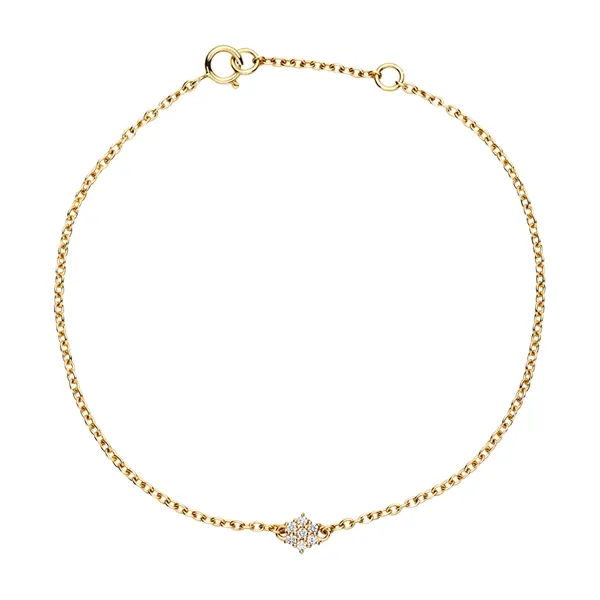 Guldarmbånd i 14 kt. Guld med Roset af Diamanter 0,07 ct. - 17 og 19 cm