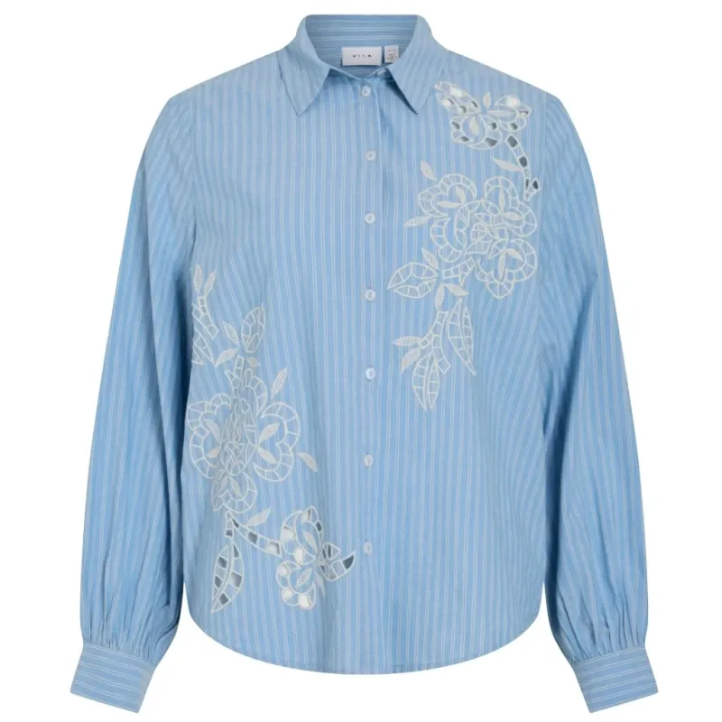 VILA dame skjorte VICASPIANA - Blissful Blue