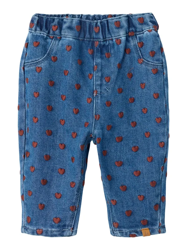 Lil Atelier Liva - Loose Jeans - Dark Blue Denim/Hearts - 68 cm