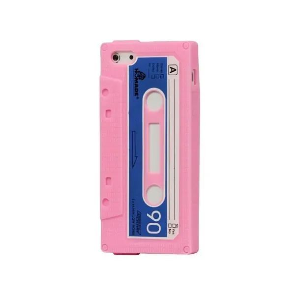 iPhone 5/5S/SE Retro Cover. Silikone kassettebånd. Lyserød.