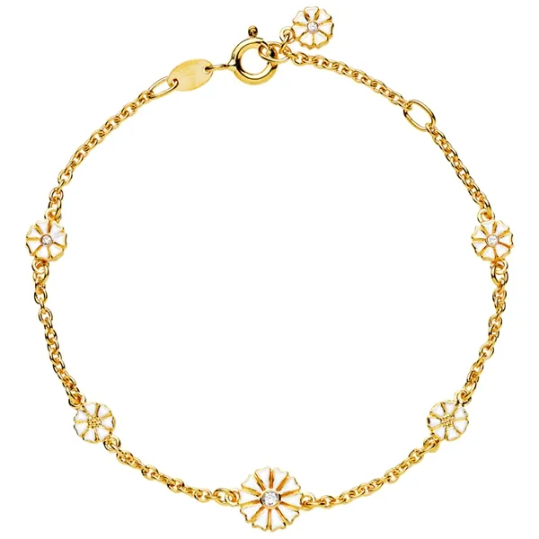 Marguerit Armbånd i forgyldt Sølv med Zirkoniasten - 17 til 19 cm