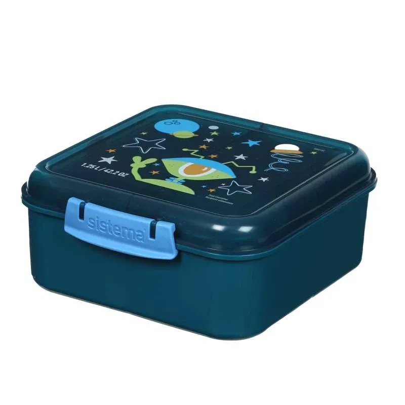 Sistema Bento Cube Lunch - Madkasse m. Bæger - Kids - 1.25L - One Eyed Alien/Laguna