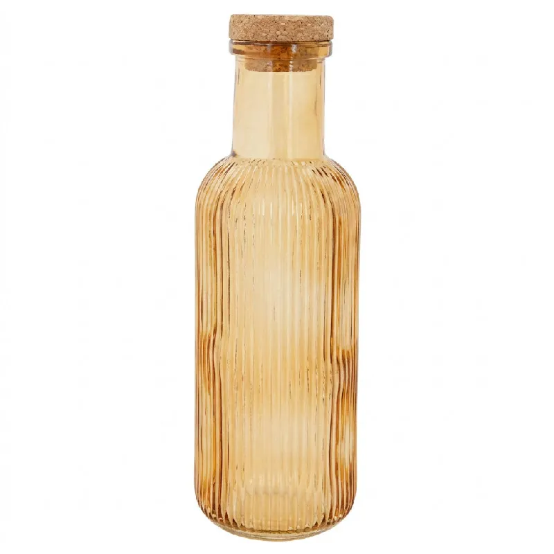Glasflaske Med Korkprop Okker 1l Ø8,7x27,8cm