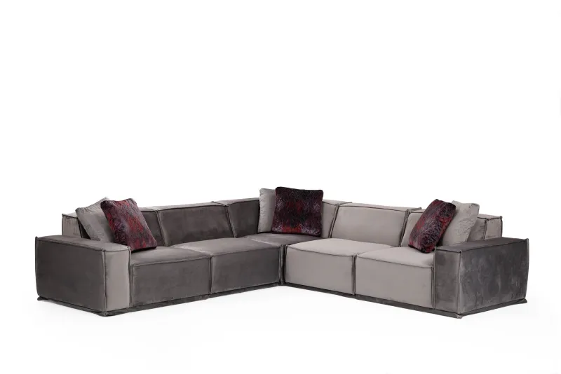 NORDVÄRK Lego 3 (L1-O1-C-O1-1R) hjørnesofa - grå polyester