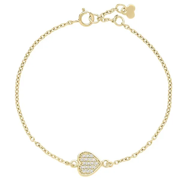 Armbånd i 8 kt. Guld med Hjerte og Zirkonia - 14 til 16 cm