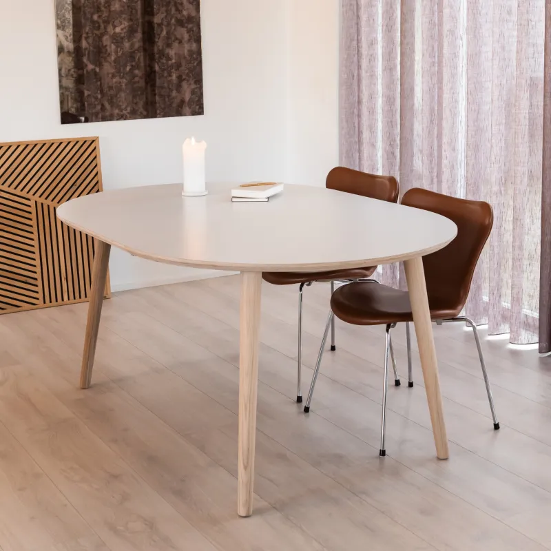 DT 100 - Rundt spisebord med 2 tillægsplader i hvid laminat, fire størrelser Bord med 2 tillægsplader, ø