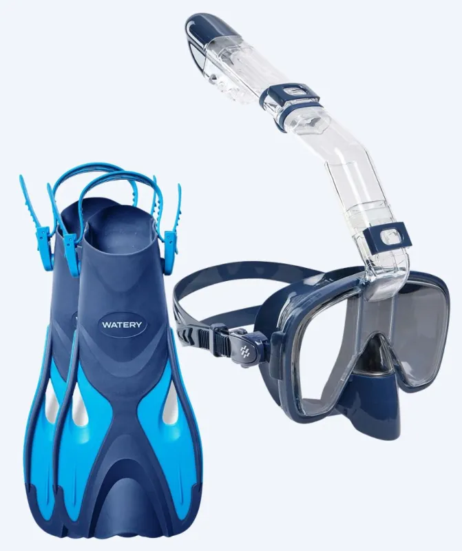 Watery snorkelsæt til børn - Fisher/Pearl - Blå/mørkeblå - Snorkelsæt til børn (4-16 år)