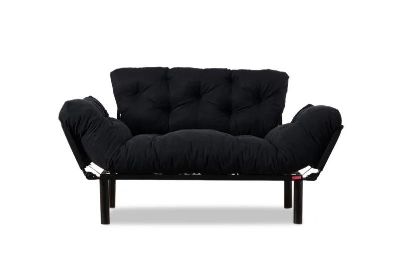 NORDVÄRK Nitta 2 pers. sovesofa - sort mikrofiber stof og plast