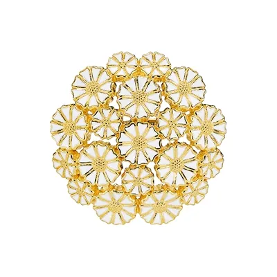 Lund Marguerit Broche forgyldt Sølv mix af Margueritter