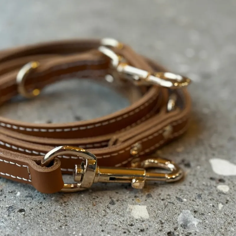 Hundesnor - cognac læder / justerbar