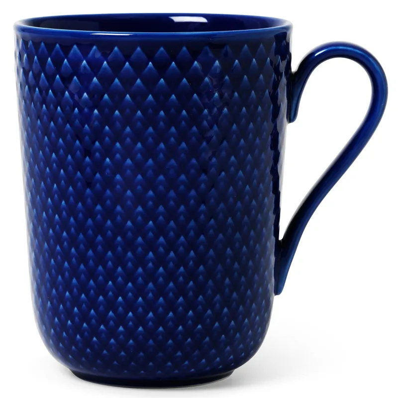 Lyngby porcelæn Rhombe Color krus med hank 33 cl, mørkeblå