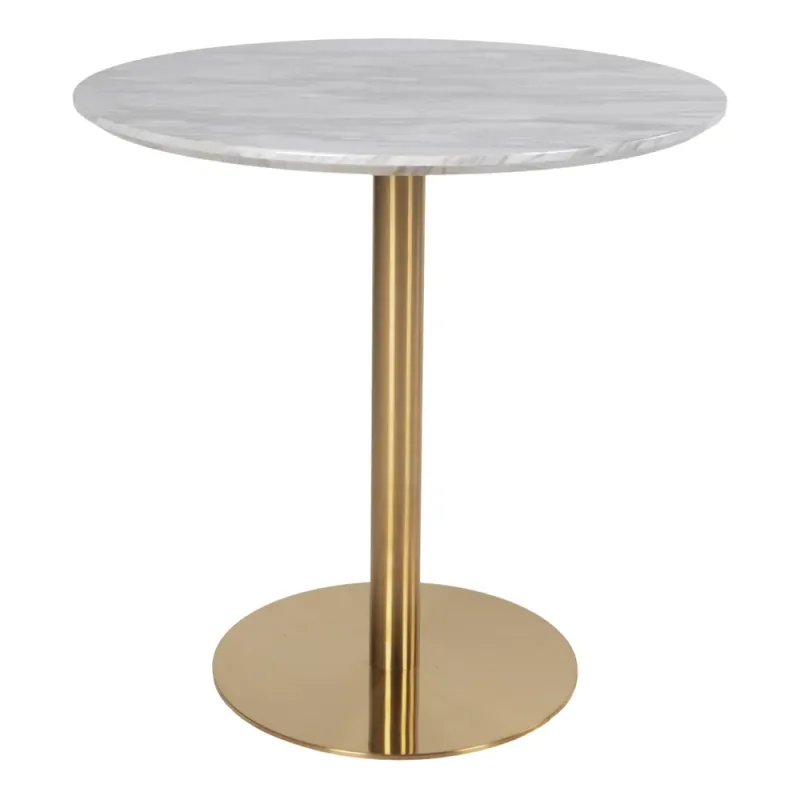 House Nordic - Bolzano Spisebord - I marmor look og ben i messing look, ø90x75cm