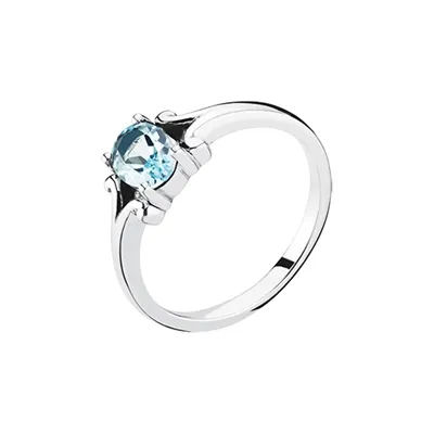 Ring i oxyderet Sølv med blå Topaz - Kun str. 60