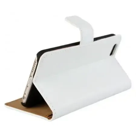 Læder cover med kreditkortholder til iPhone 5/5S/SE. Hvid.