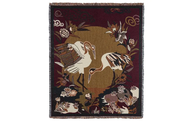 WOOOD Circuit Jacquard plaid med fugle, rektangulær - multifarvet bomuld (130x170)