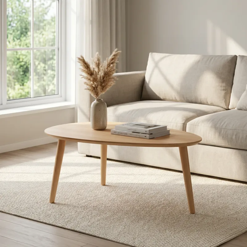 CT 10 - Sofabord i massiv bøg med dråbeform og størrelse 89 x 66 cm Højde