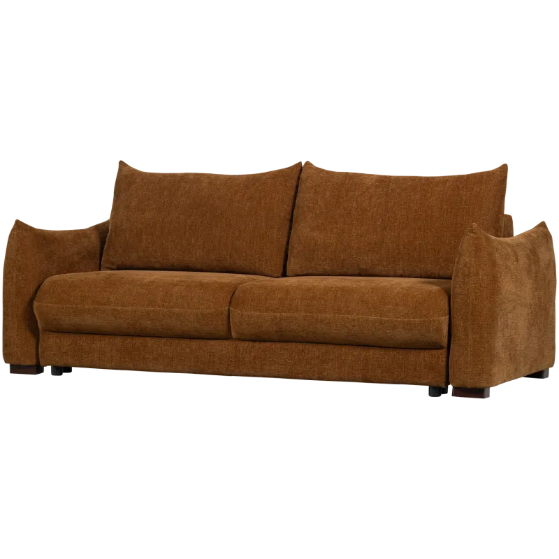 WOOOD Jonne 3 pers. sovesofa - brun chenille stof og træ/plastik